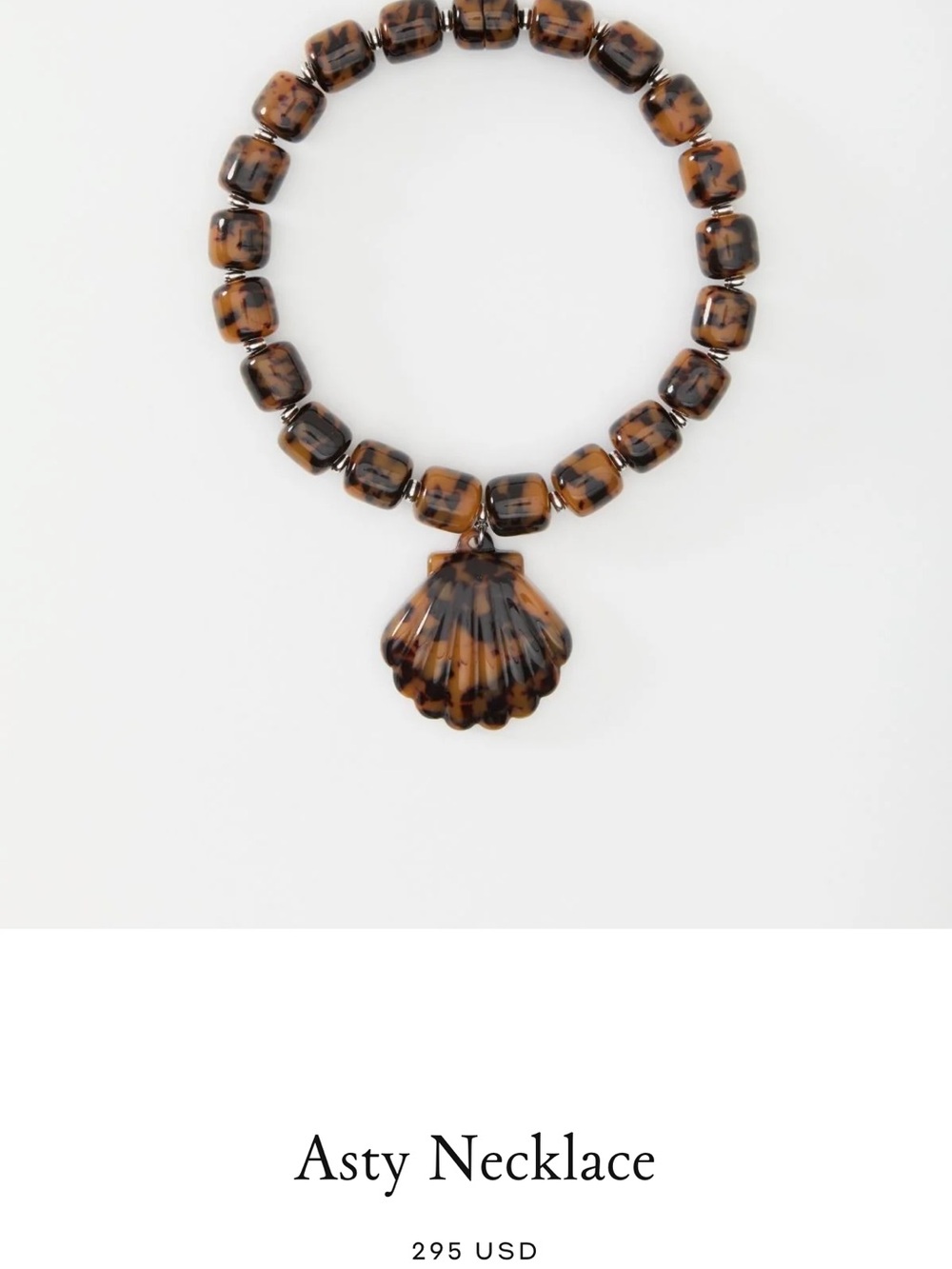 Necklace — Tortoiseshell Beaded Shell Pendant